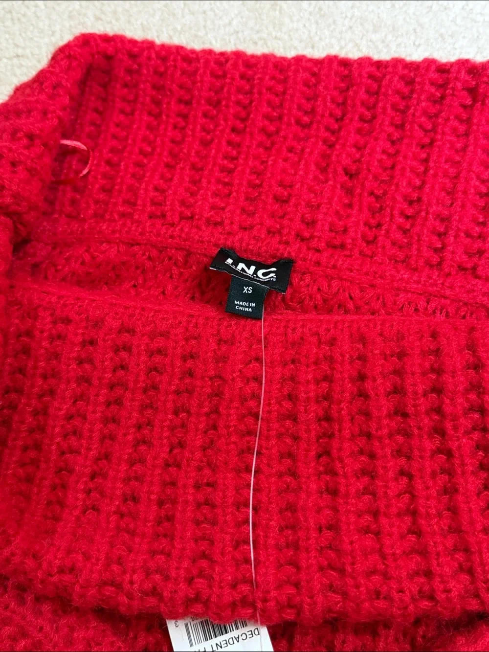 INC International Concepts Vibrant Red Off-Shoulder Knit Sweater